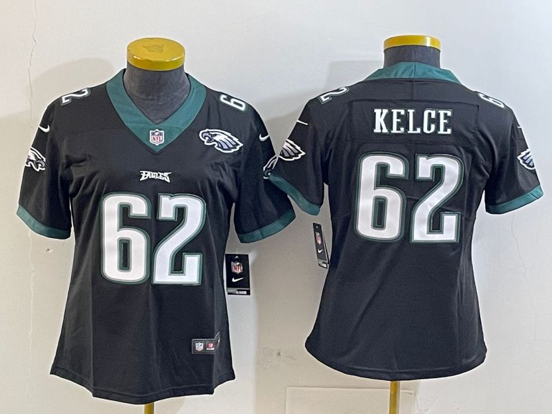 Youth Philadelphia Eagles #62 Kelce Black 2025 Nike Vapor Limited NFL Jersey style 3